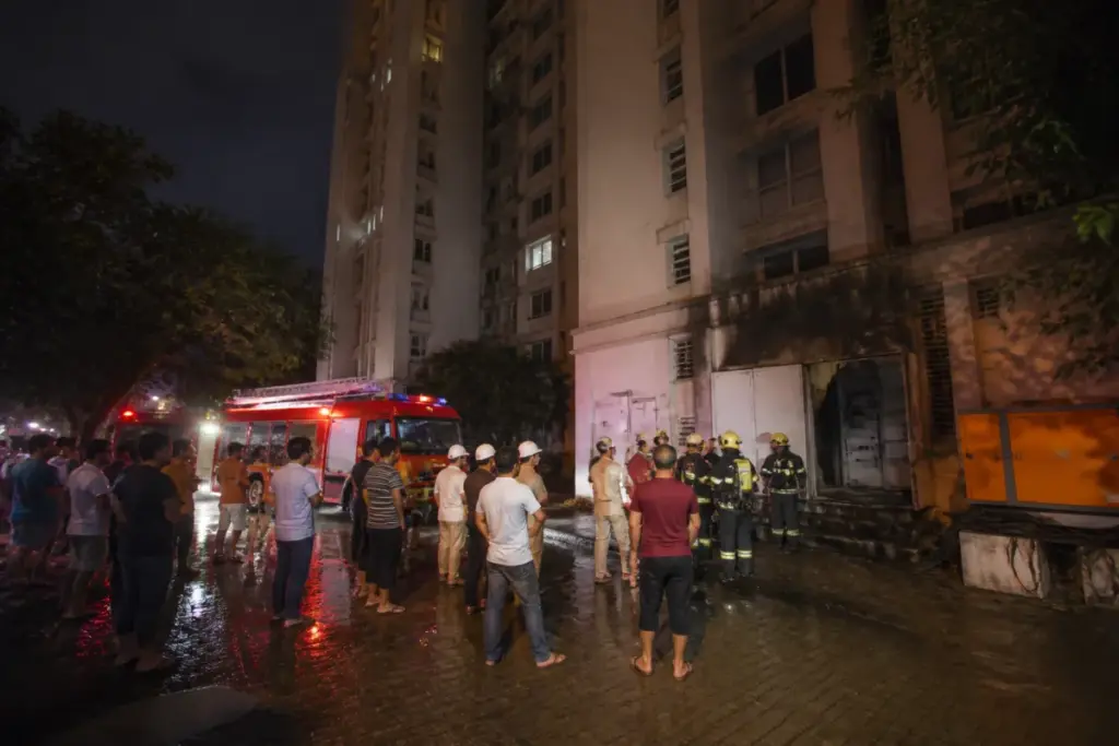 Fire brigade response at a Thane housing society after a meter box fire