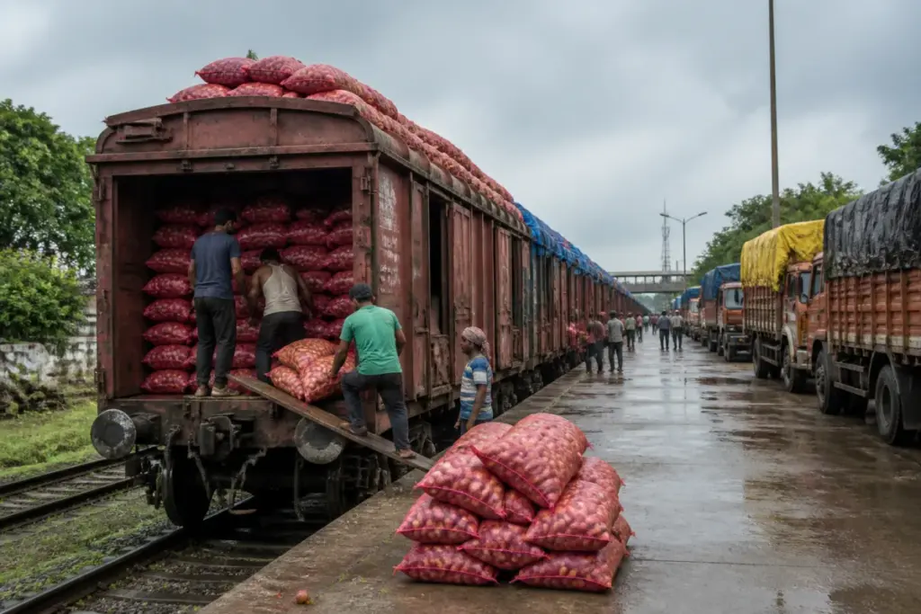 Kanda Express Tripura onion consignment arriving for distribution across seven districts