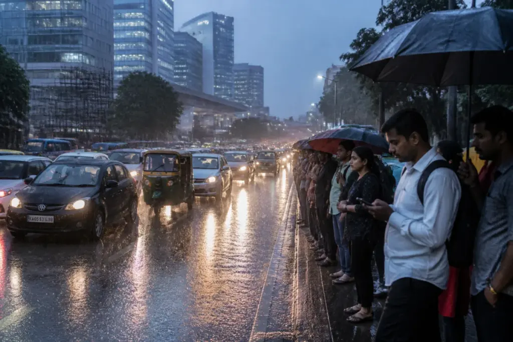Bengaluru cab fares rise as commuters wait for rides in rain and traffic