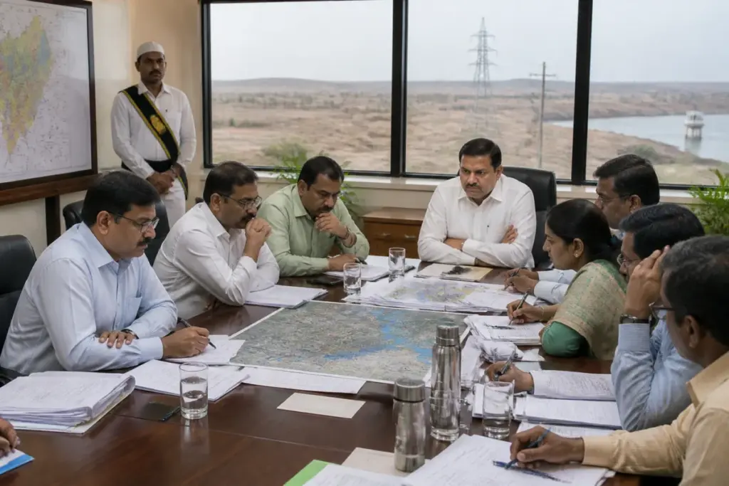 Telangana water action plan meeting with officials reviewing irrigation and groundwater conditions