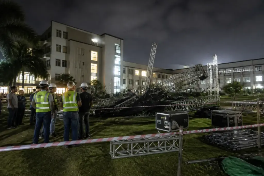 MVSR College mishap site represented by a college event lighting structure in Hyderabad
