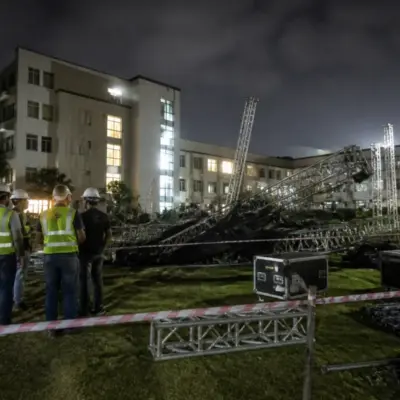 MVSR College mishap site represented by a college event lighting structure in Hyderabad