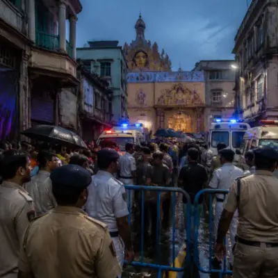 Kolkata Durga Puja stampede site near the crowded Chorbagan pandal after rain