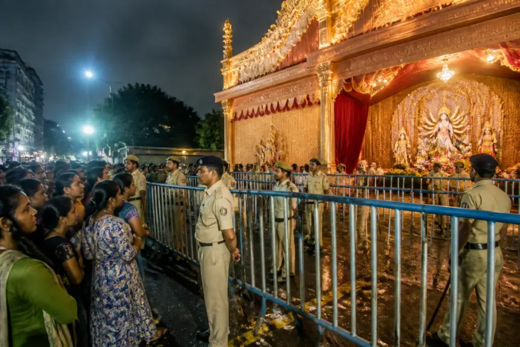 Kolkata pandal stampede site sealed by police after a crowd incident during Durga Puja