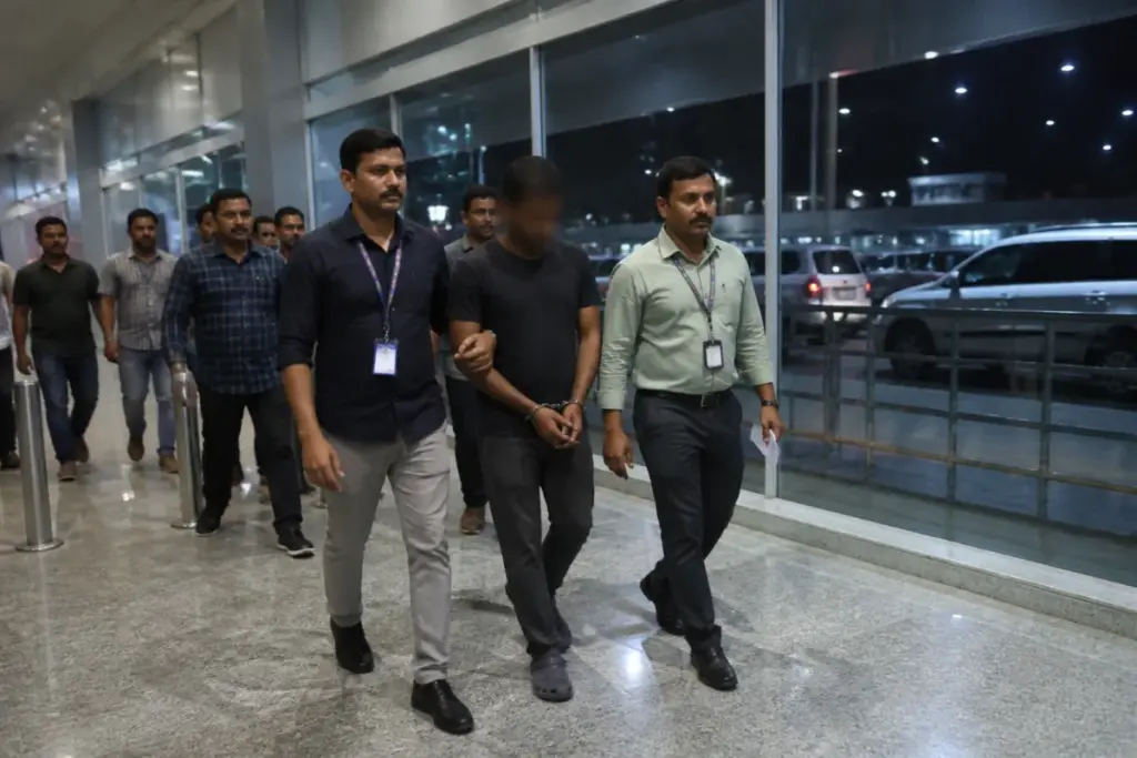 Kerala excise department officials escorting a narcotics case accused in Thiruvananthapuram
