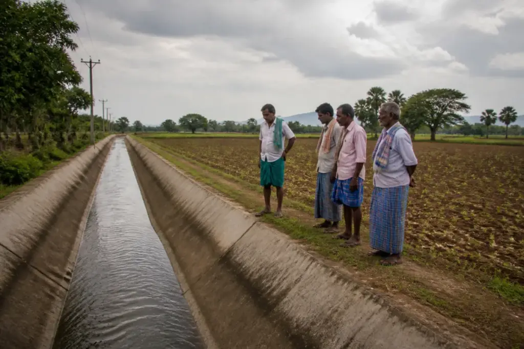 PAP water supply canal serving farmland near Kangayam in Tirupur district