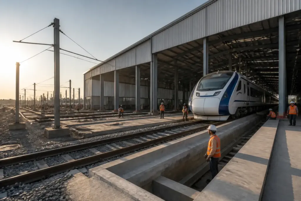Ahmedabad Vande Bharat maintenance hub under construction at Sabarmati depot