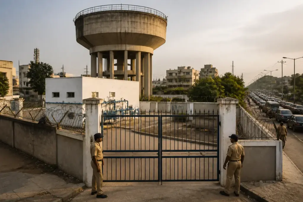 Ahmedabad water tank security at a municipal water distribution facility