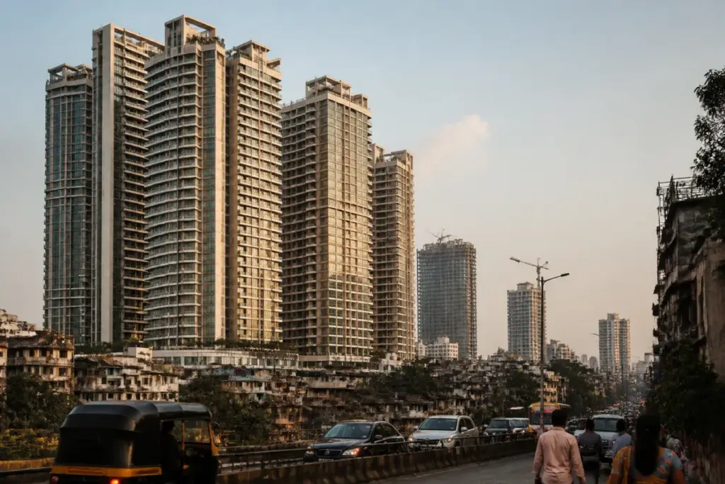 Mumbai luxury housing towers rising above the city skyline