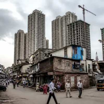 Mumbai residential oversupply risk reflected in a dense redevelopment area with high-rise construction