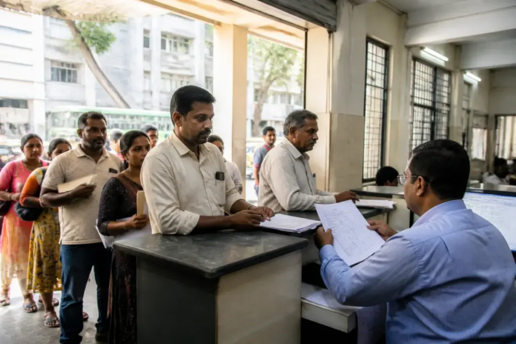 Bescom electricity office handling Gruha Jyothi scheme document verification in Karnataka