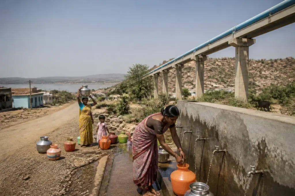 Mission Bhagiratha water supply infrastructure serving a rural Telangana habitation
