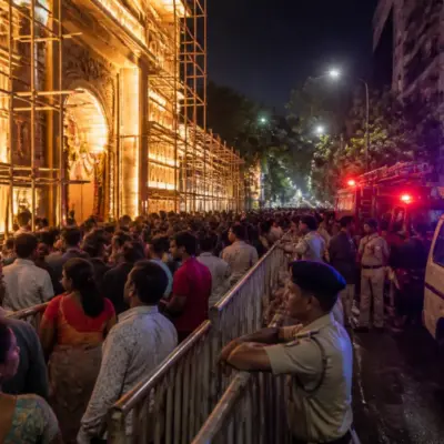 Kolkata stampede aftermath outside a crowded Durga Puja pandal