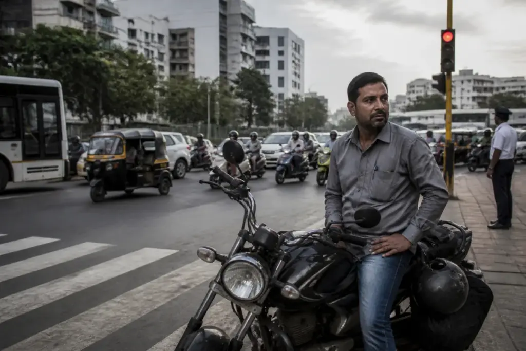 Pune bike taxi rider on a city road amid regulatory enforcement concerns