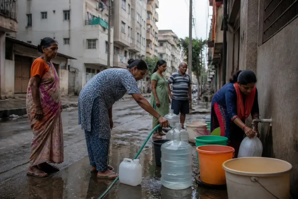 Pune water supply disruption affecting residential neighbourhoods after a scheduled civic shutdown