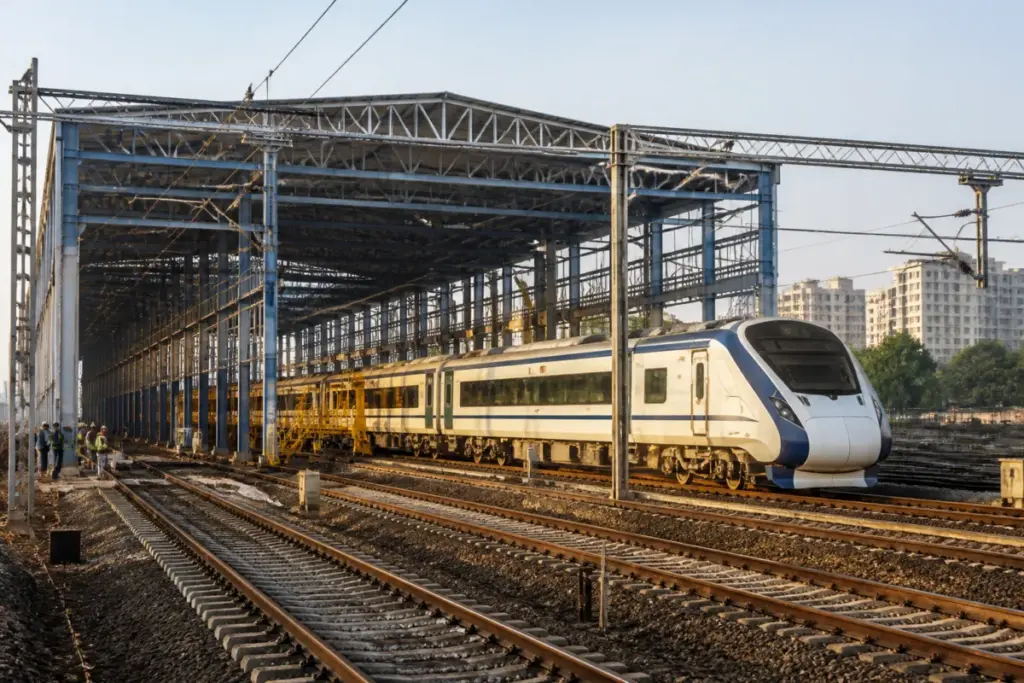 Vande Bharat maintenance hub under construction at Sabarmati in Ahmedabad