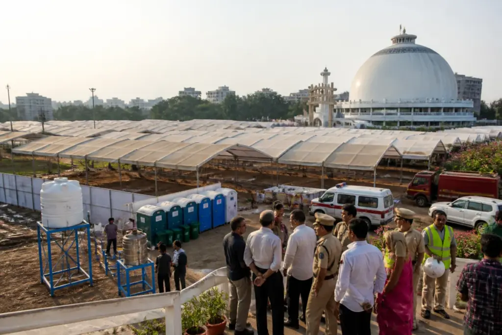 Deekshabhoomi preparations with temporary shelters and civic facilities in Nagpur