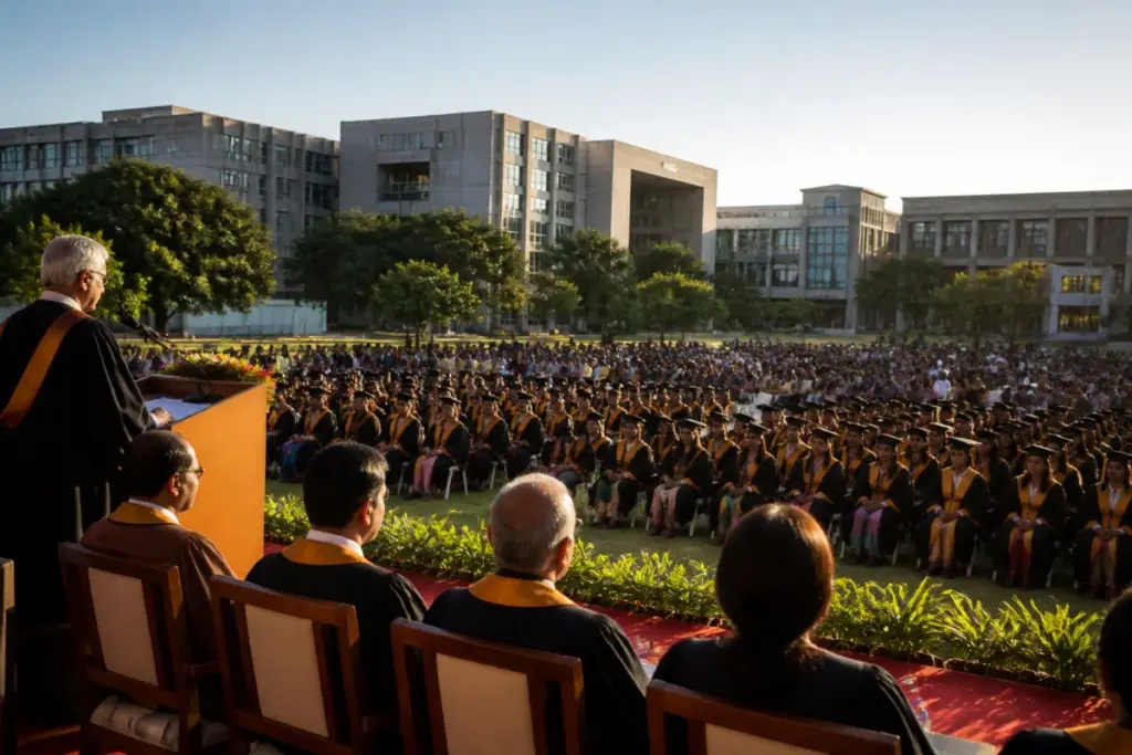 Medical students at a convocation in Wardha as India expands medical seats and research infrastructure