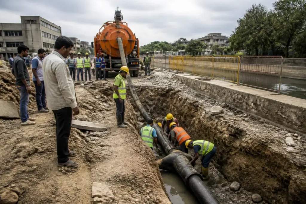Chandigarh sewer line repair near Sukhna Choe in Industrial Area Phase I