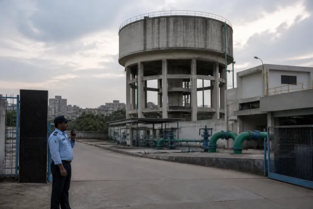 Ahmedabad water tank security at a guarded municipal water facility