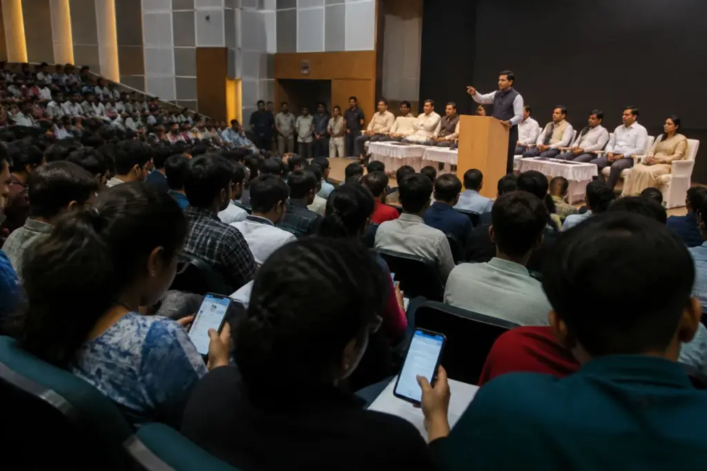 KPSC recruitment scam discussion at a Karnataka public meeting in Hubballi
