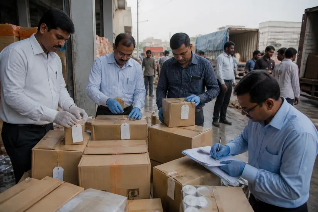 Expired food products seized during an FDA inspection in Thane