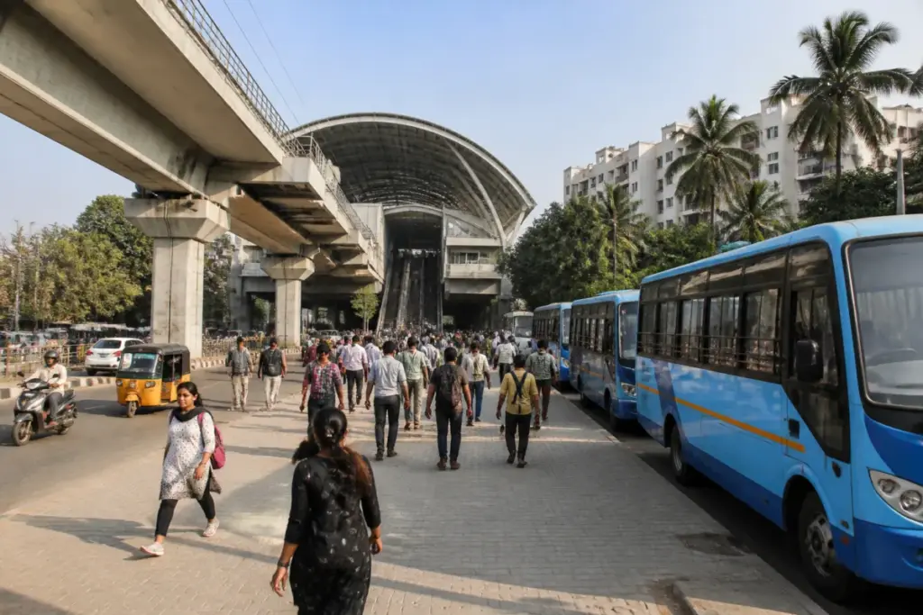 Chennai Metro feeder buses planned around a busy metro station