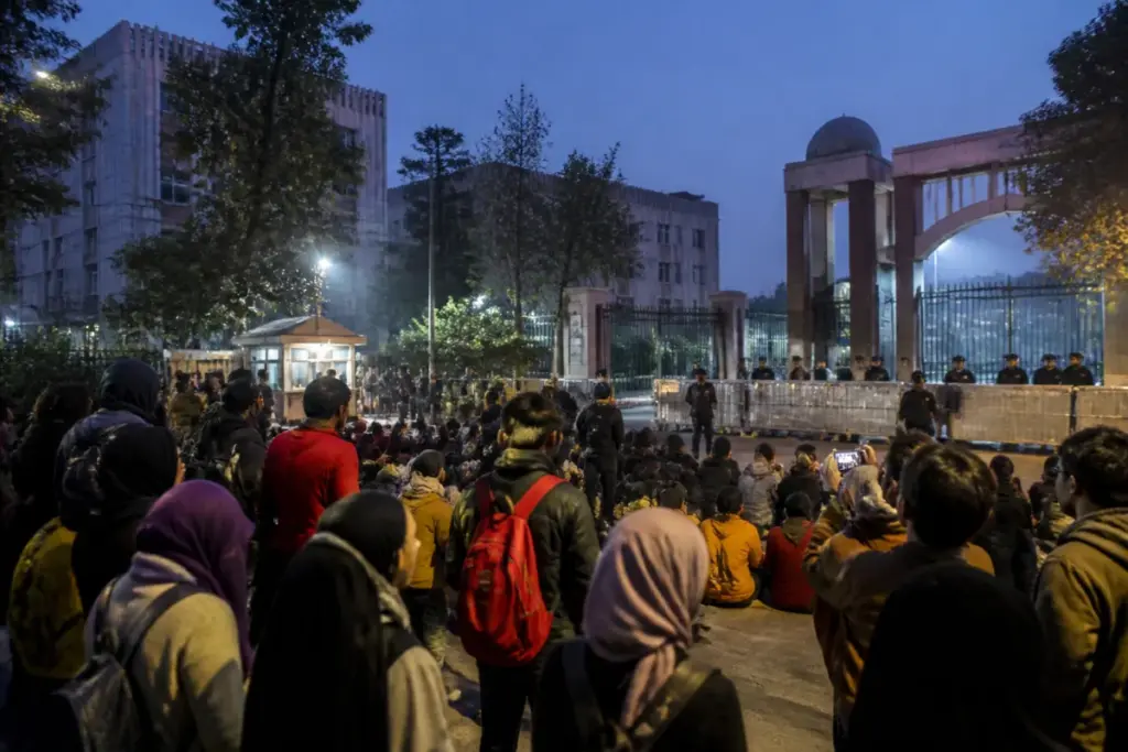 Jamia protest near Jamia Millia Islamia campus gates in Delhi