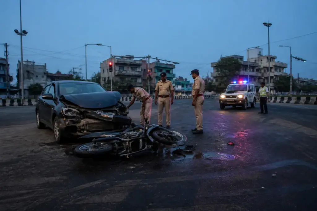 Police-seized car after an Anandapur road accident in Kolkata
