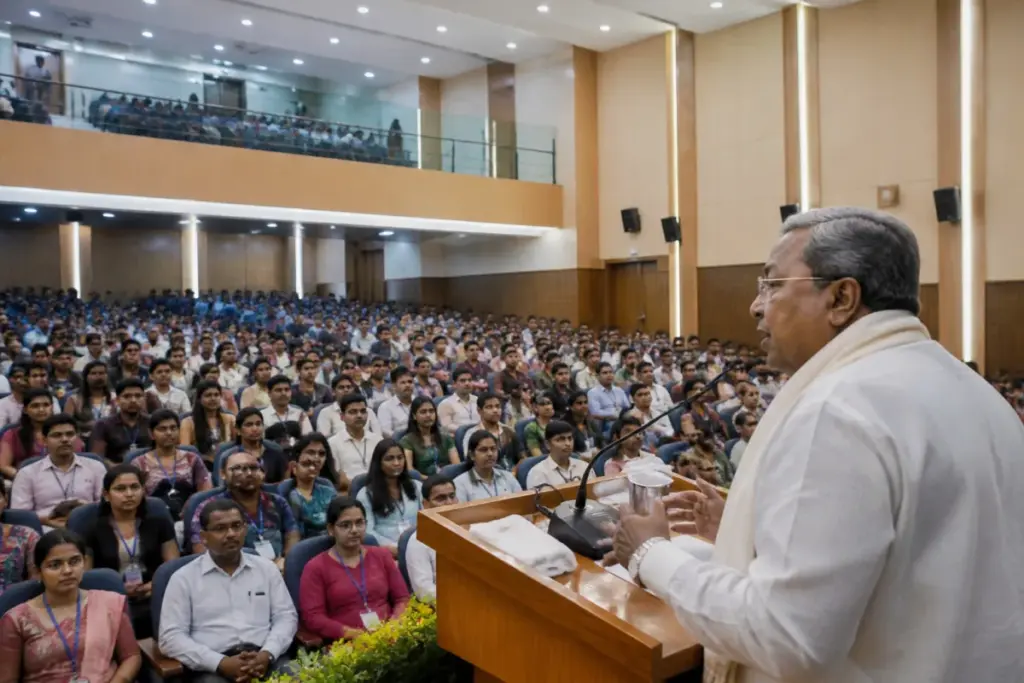 KPSC recruitment scam discussion at a Karnataka political meeting in Hubballi