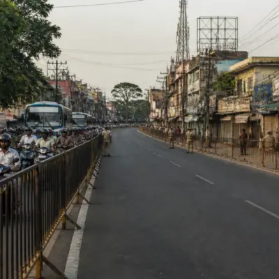 Tamil Nadu roadshows causing traffic restrictions on an urban street