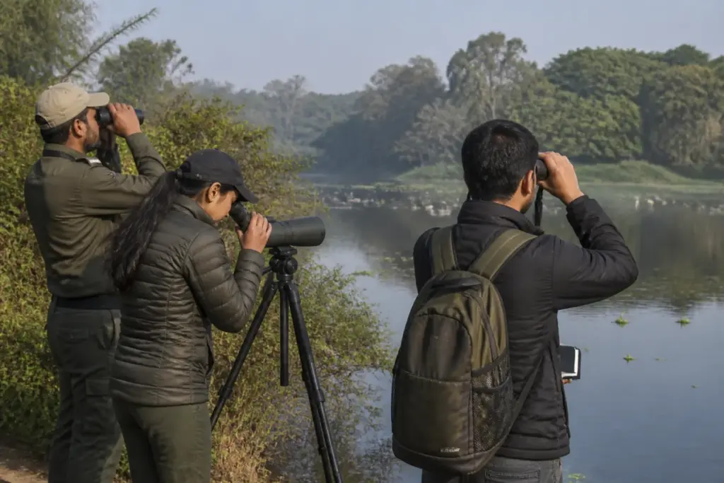 Sukhna bird census volunteers monitoring birds at Chandigarh’s wildlife sanctuary