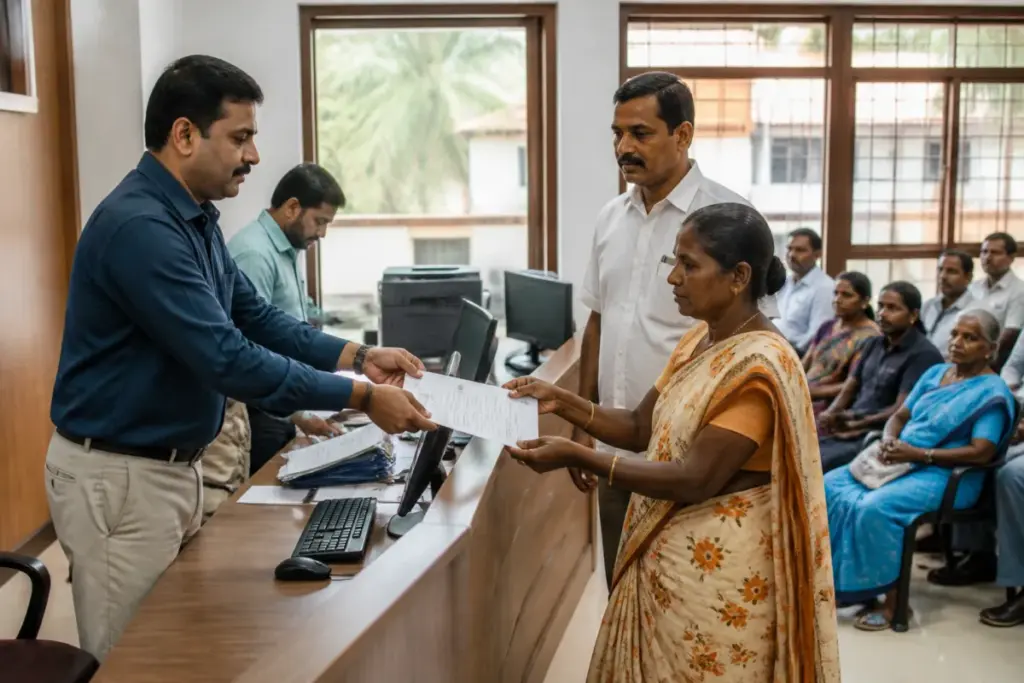 Kerala land titles being distributed to residents at a public event in Kochi