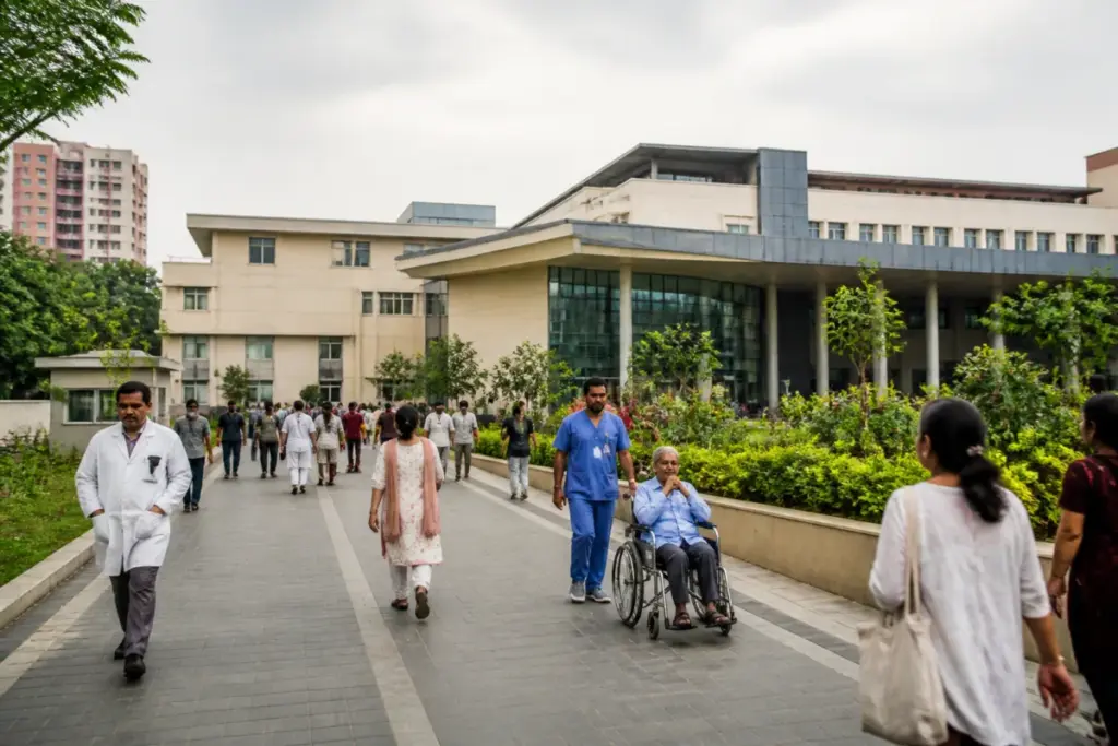 Tata Trusts institutions represented by a modern not-for-profit hospital campus in India