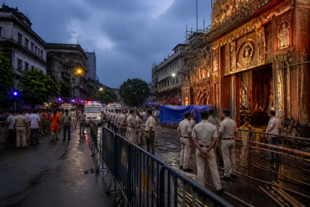 Kolkata Durga Puja stampede investigation at a crowded festival pandal