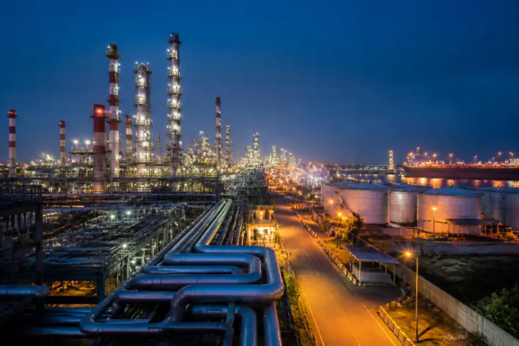 Russian crude imports being processed at an Indian refinery near Jamnagar
