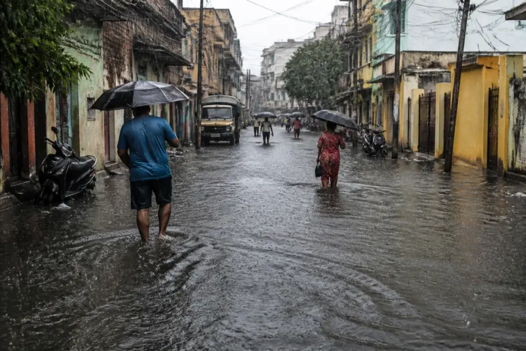 Chennai rainfall flooding a residential street during the northeast monsoon