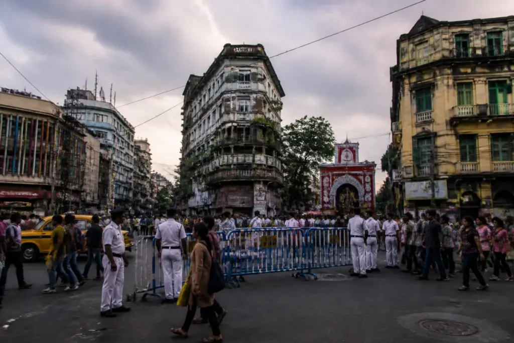 Kolkata Section 163 restrictions near a crowded Bowbazar street in central Kolkata