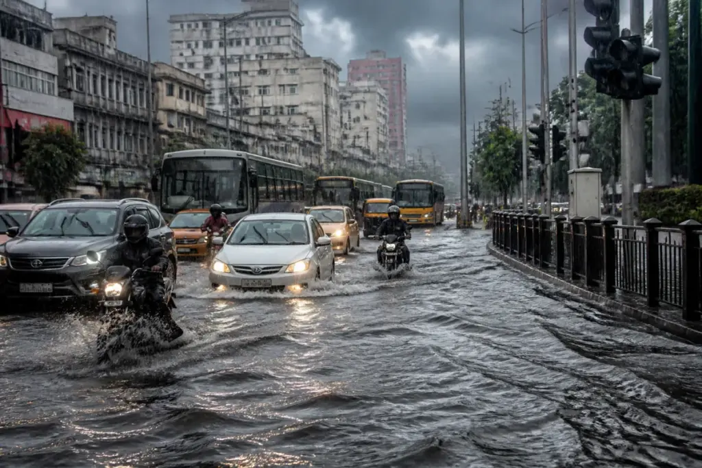 Chennai rainfall waterlogging roads during intense northeast monsoon showers