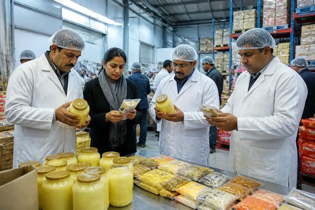 Delhi ghee safety inspection samples displayed for testing by food officials
