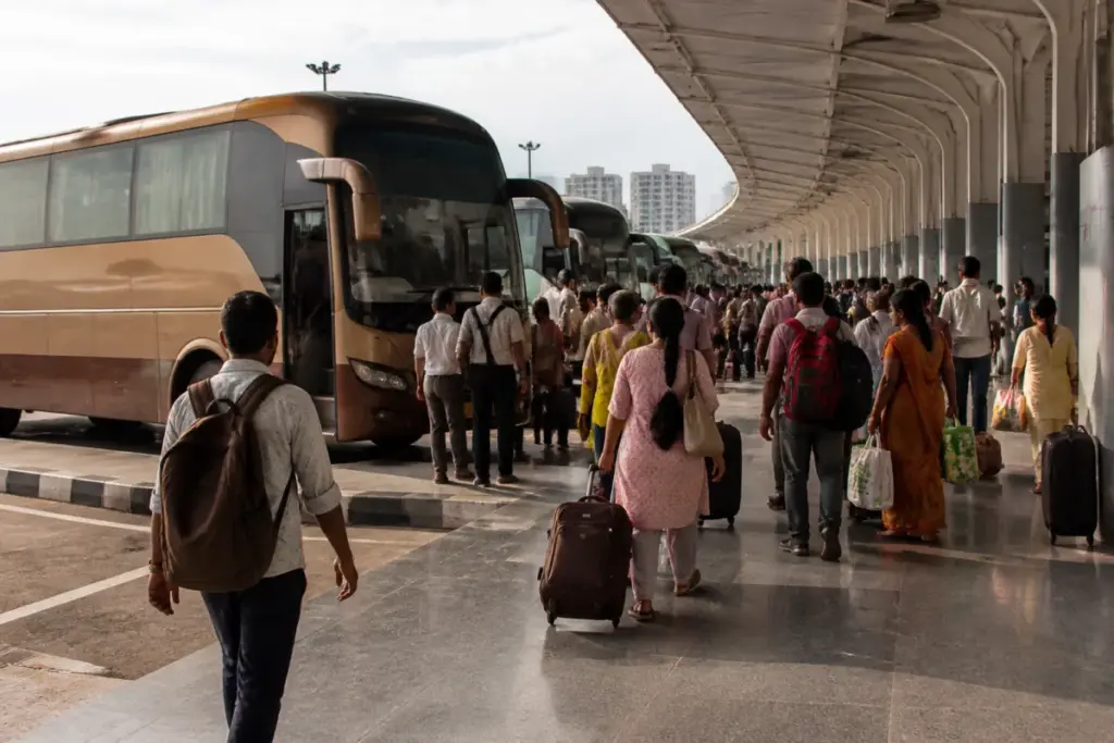 Kilambakkam bus services operating from a platform at KCBT in Chennai