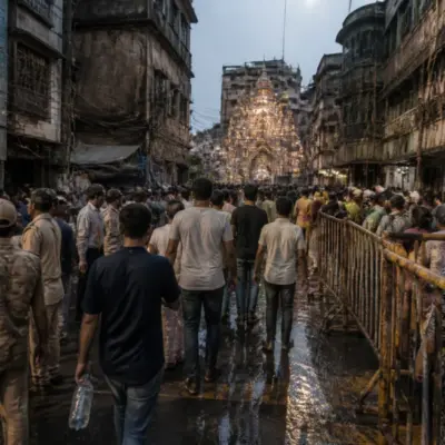 Kolkata pandal stampede site near narrow festival lanes and crowded access routes
