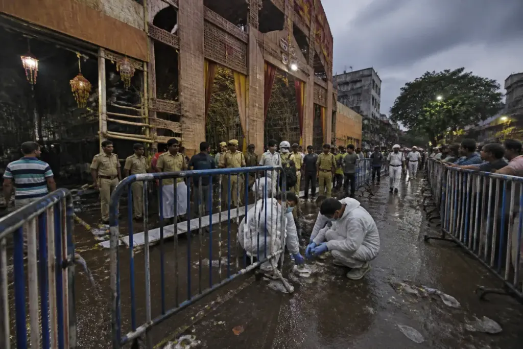 Kolkata stampede site at a crowded Durga Puja pandal under police investigation