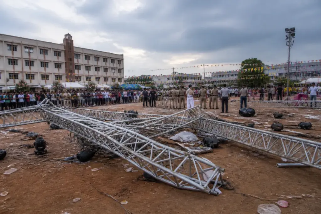 Nadergul college truss collapse site during a student festival in Telangana