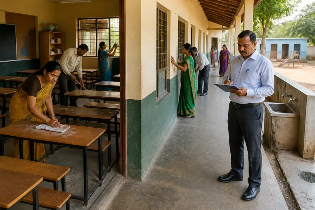 Maharashtra school cleanliness campaign covering classroom and toilet maintenance