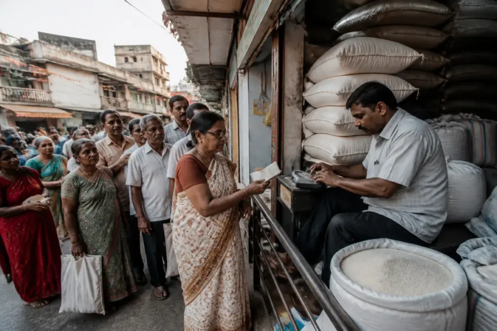 Pune ration rice shortage at a fair price shop during Dussehra