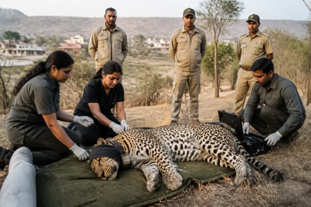 Leopard birth control vaccine pilot involving a female leopard in Maharashtra’s Junnar landscape