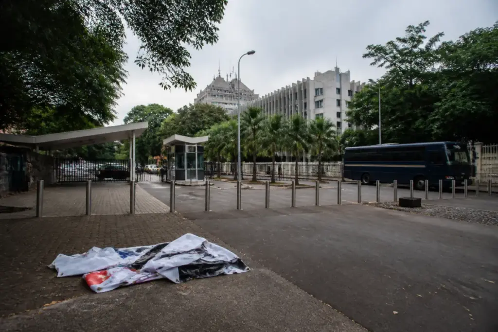 IIT Bombay protest site near the institute’s main gate after police cleared the area.