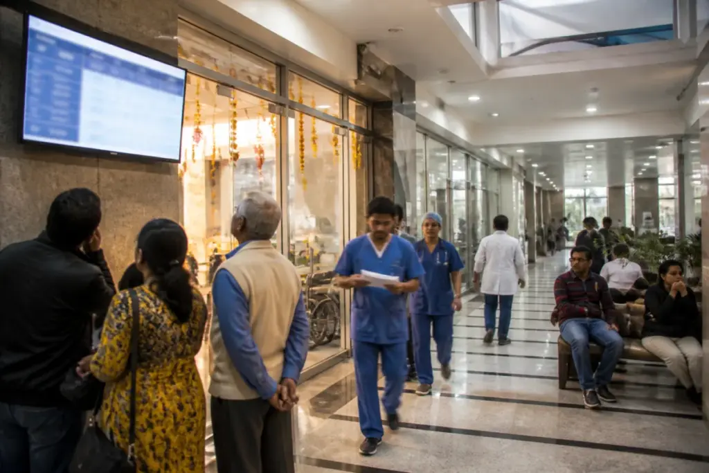 ICU beds in West Bengal hospital with a visible public availability display