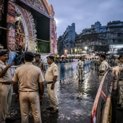 Kolkata puja crowd control near a Durga Puja pandal after a reported stampede